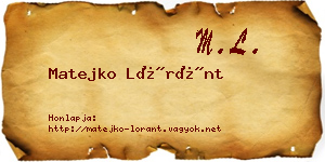 Matejko Lóránt névjegykártya